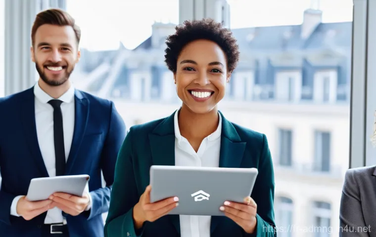 행정관리사 관련 자격증 추천 - **Prompt:** A group of diverse young professionals, dressed in smart casual business attire, are gat...